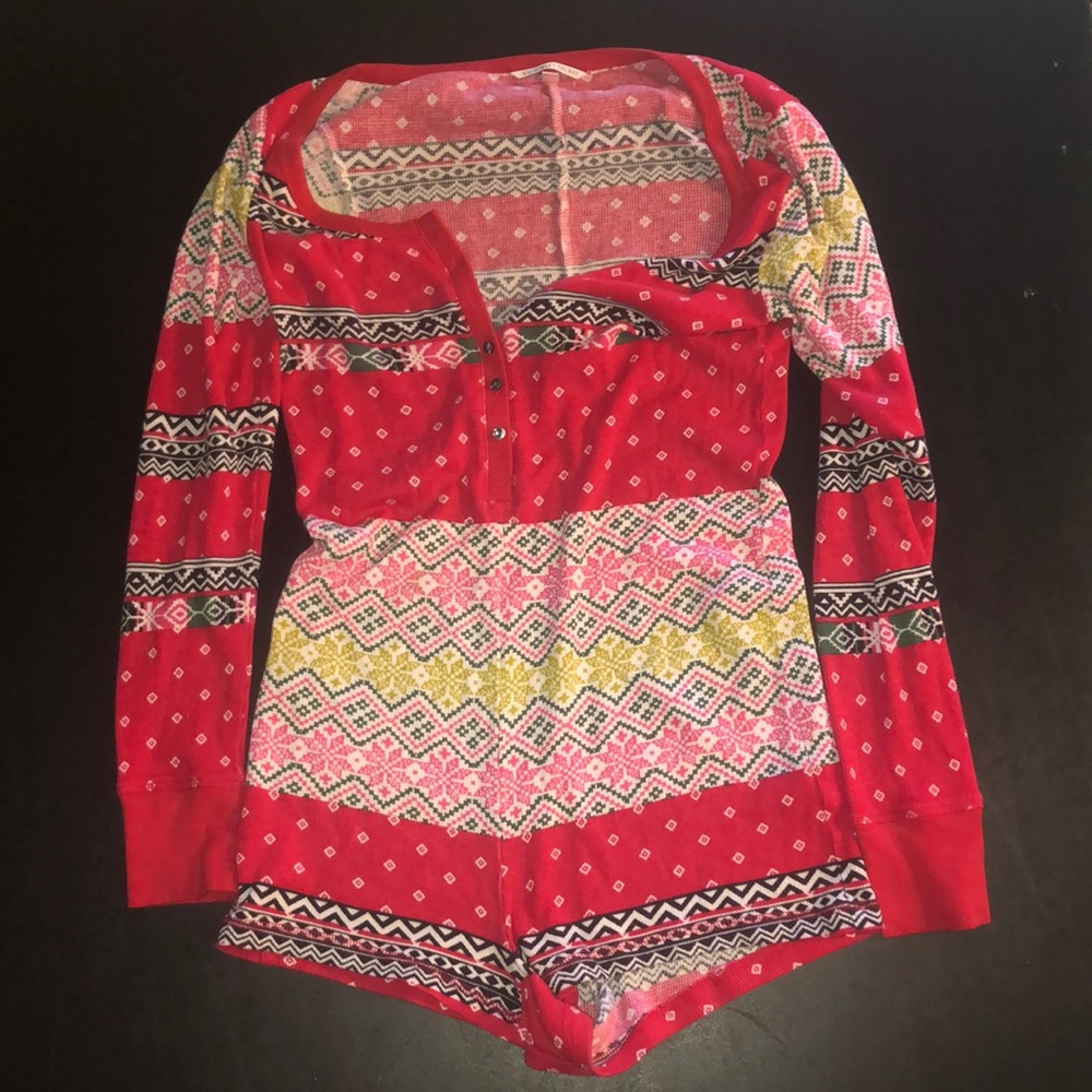 victoria secret christmas pj romper